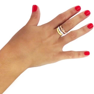 Anel de Ouro Tricolor 18k Triplo Colore