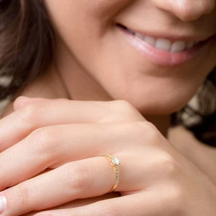 Anel de Ouro 18k Solitário Dodici Soli