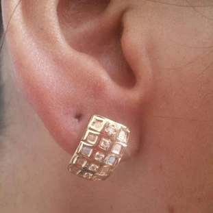 Brinco De Ouro 18k com Zircônia Colore Di Pietra