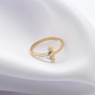Anel de Ouro 18k com Cruz e Cristo Pequeno