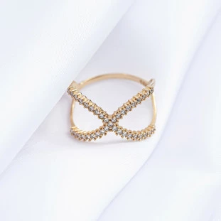 Anel de Ouro 18k X com Pedras