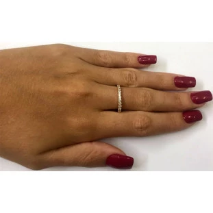Meia Aliança De Ouro 18k Com Zircônia Branca