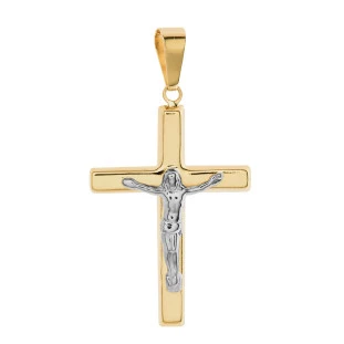Pingente de Ouro 18k Cruz com Ródio Branco
