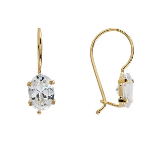 Brinco Feminino de Ouro18k Pedra Oval