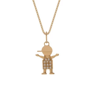 Pingente Menino Ouro 18k com Zircônia