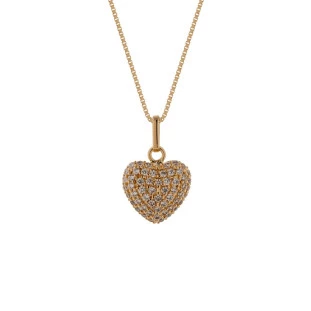 Pingente de ouro 18k Coração Pedras
