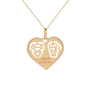 Pingente de Ouro 18k Amor Eterno com Filhos