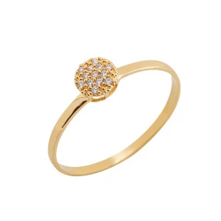 Anel Feminino de Ouro 18k Pequeno Redondo com Pedras