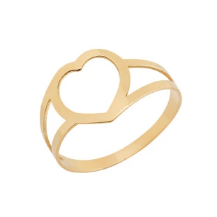 Anel Feminino de Ouro 18k Coraçao Vazado