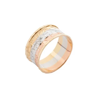 Anel de Ouro 18k Escrava Tricolor com Borda