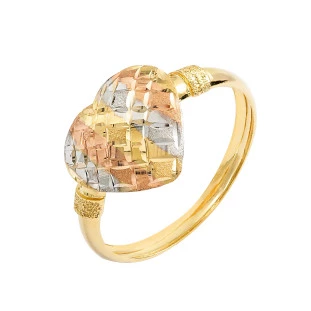 Anel Feminino de Ouro 18k Coração Bordado