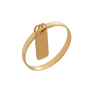 Anel de Ouro Plaquinha Feminino Anello Piatto