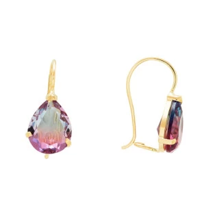 Brinco de Ouro 18k Feminino Furta Cor Rosa e Azul
