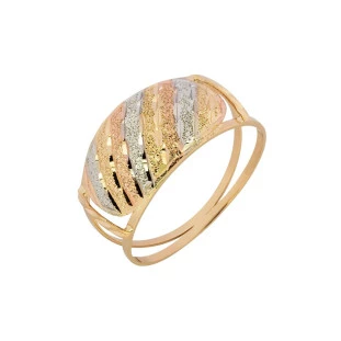Anel de Ouro 18k Feminino Tricolor Graffiato