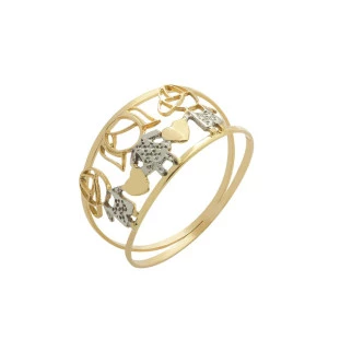 Anel de Ouro 18k Filhos com Coração