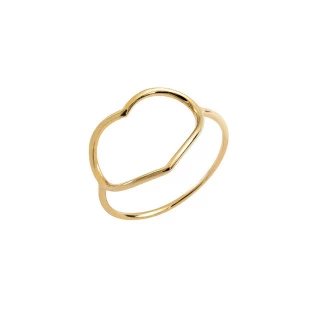 Anel Feminino de Ouro18k Coração Fio Redondo