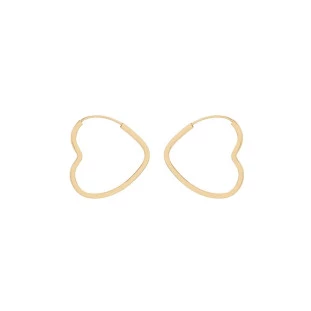 Brinco de Argola Ouro 18k Coração Grande Fio Quadrado