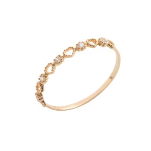 Anel de Ouro 18k Feminino Corações Vazados e Pedras
