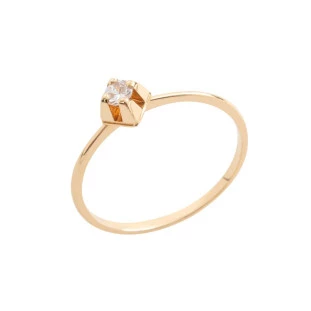 Anel Feminino de Ouro 18k Solitário Diamante 3mm