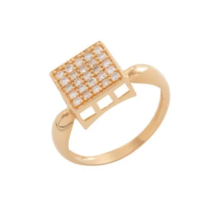 Anel Feminino de Ouro 18k Quadrado Médio