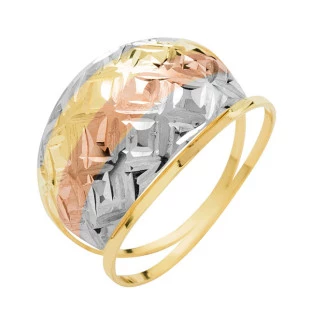Anel de Ouro 18k Feminino Tricolor Eleganza