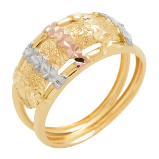 Anel Ouro Amarelo, Branco e Vermelho 18k Boulder