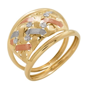 Anel de Ouro 18k Feminino Tricolor