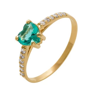 Anel de Ouro 18k com Coração de Zircônia