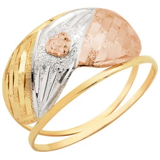 Anel de Ouro 18k Tricolor Feminino Buon Cuore