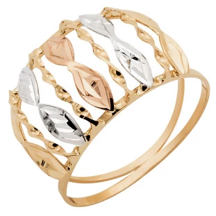 Anel de Ouro 18k Tricolor Feminino 