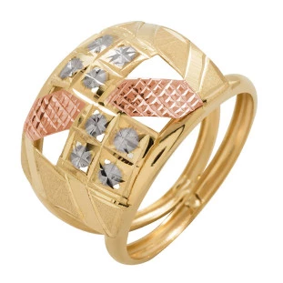 Anel de Ouro 18k Feminino Tricolor 