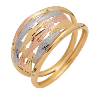 Anel Ouro 18k Tricolor Feminino Mattone