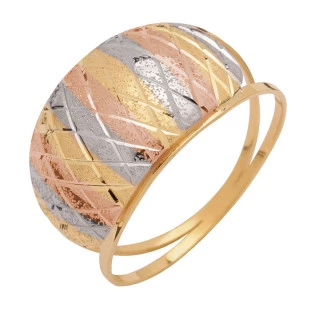 Anel De Ouro 18k Tricolor Feminino Piatto