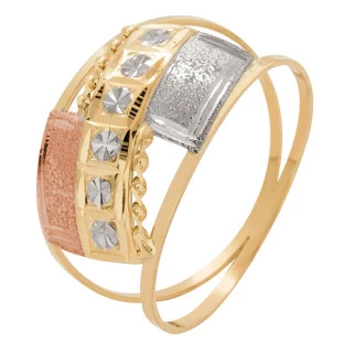 Anel de Ouro 18k Tricolor Feminino Astratto