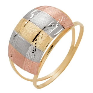 Anel de Ouro 18k Tricolor Feminino Rischio Bello