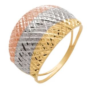 Anel de Ouro 18k Tricolor Feminino Treccia