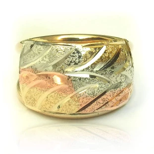 Anel em Ouro Branco, Rose e Amarelo 18k Marola