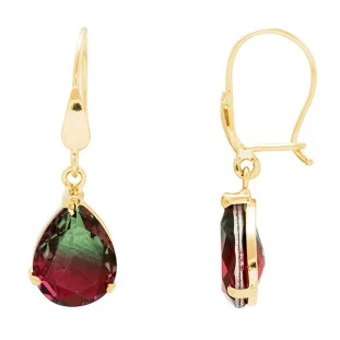 Brinco de Ouro 18k Feminino Furta Cor Vermelho e Verde