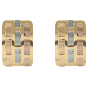 Brinco de Ouro Tricolor Entrelace