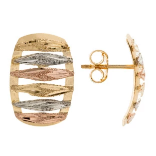 Brinco de Ouro 18k Feminino Tricolor Filary