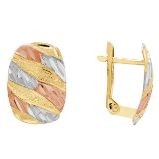 Brinco de Ouro 18k Feminino Specchio Tricolore