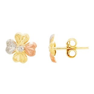 Brinco de Ouro 18k Tricolor Florzinha