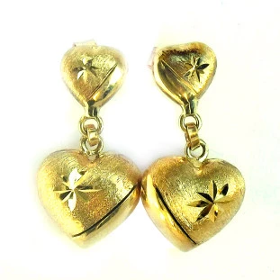 Brinco Ouro 18k Delicados Corações Feminino