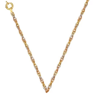 Corrente em Ouro Feminina 18k tricolor Sottile Anello- 60 cm