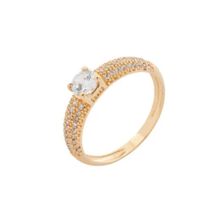 Anel de Ouro 18k Feminino com Pedras