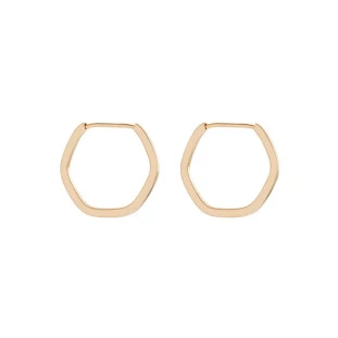 Brinco de Argola Ouro 18k Hexagonal Pequeno Fio Quadrado