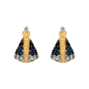 Brinco de Ouro 18k Feminino Nossa Senhora Pequeno