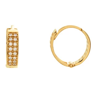 Brinco Argola de Ouro 18k com Cravação de Zircônias Médio