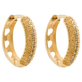Brinco Argola de Ouro 18k com Corações e Zircônias Sollievo