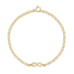 Pulseira Feminina Ouro 18k Infinito Pedras